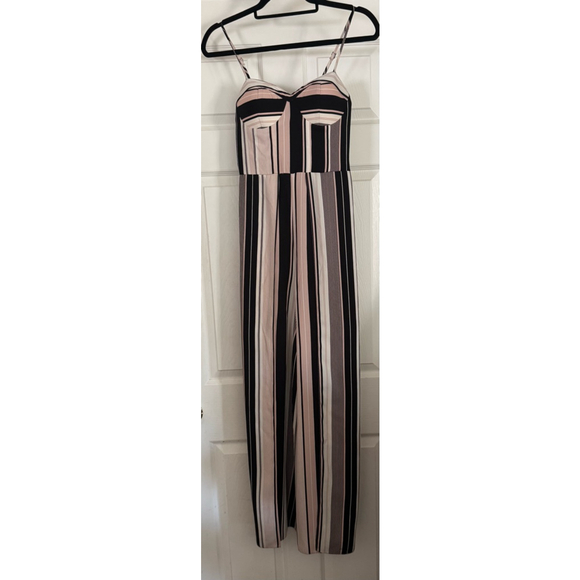Women's Xhilaration Jumpsuit XS Black Pink Striped - Picture 1 of 5